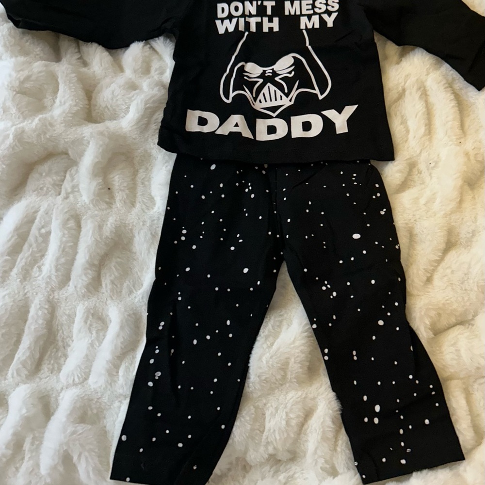 Black Graphic Top and Pants Set